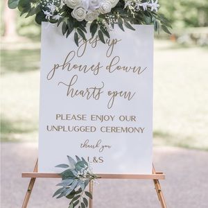 Gold engraved Acrylic Unplugged Ceremony Sign